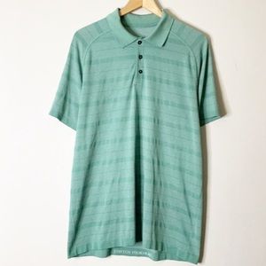 LULULEMON Green Striped Metal Vent Tech Polo